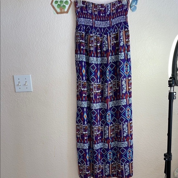 Forever 21 Purple and Blue Smocked Maxi Skirt - Picture 4 of 4